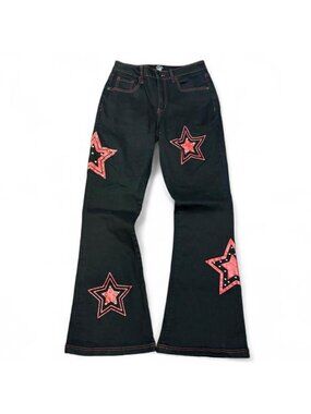 Y2K Social Collision Star Bedazzled Flared Pants